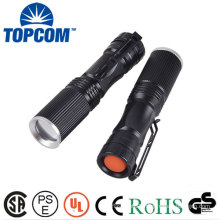 AA Battery Zoomable Mini Torch LED 3W Flashlight with Pocket Clip